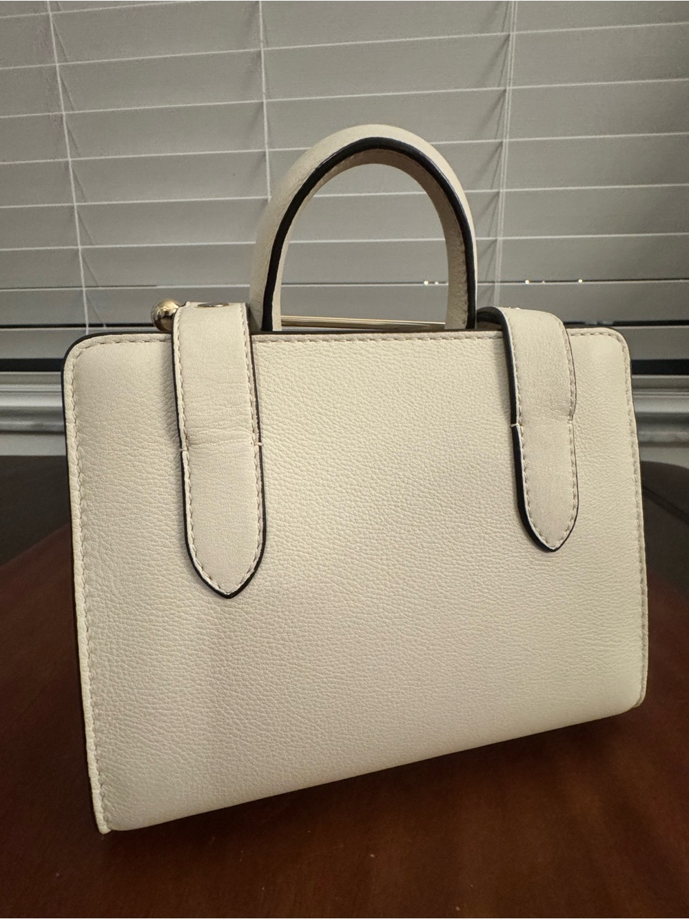 Strathberry Vanilla Cream Nano Tote with Gold Bar Detail - Picture 3 of 5